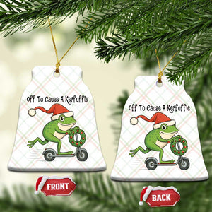 Off To Cause A Kerfuffle Ceramic Ornament Funny Frog Christmas Meme Weirdcore TS14 Print Your Wear