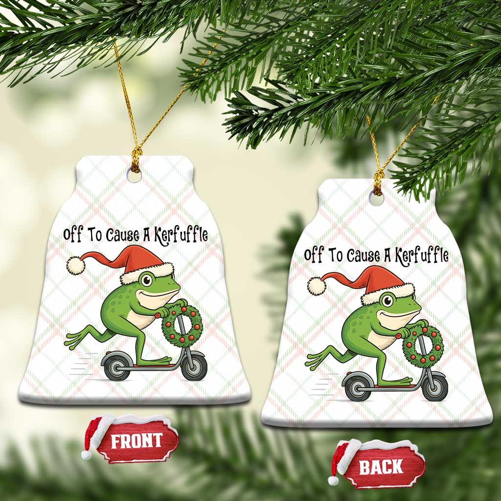 Off To Cause A Kerfuffle Ceramic Ornament Funny Frog Christmas Meme Weirdcore TS14 Print Your Wear
