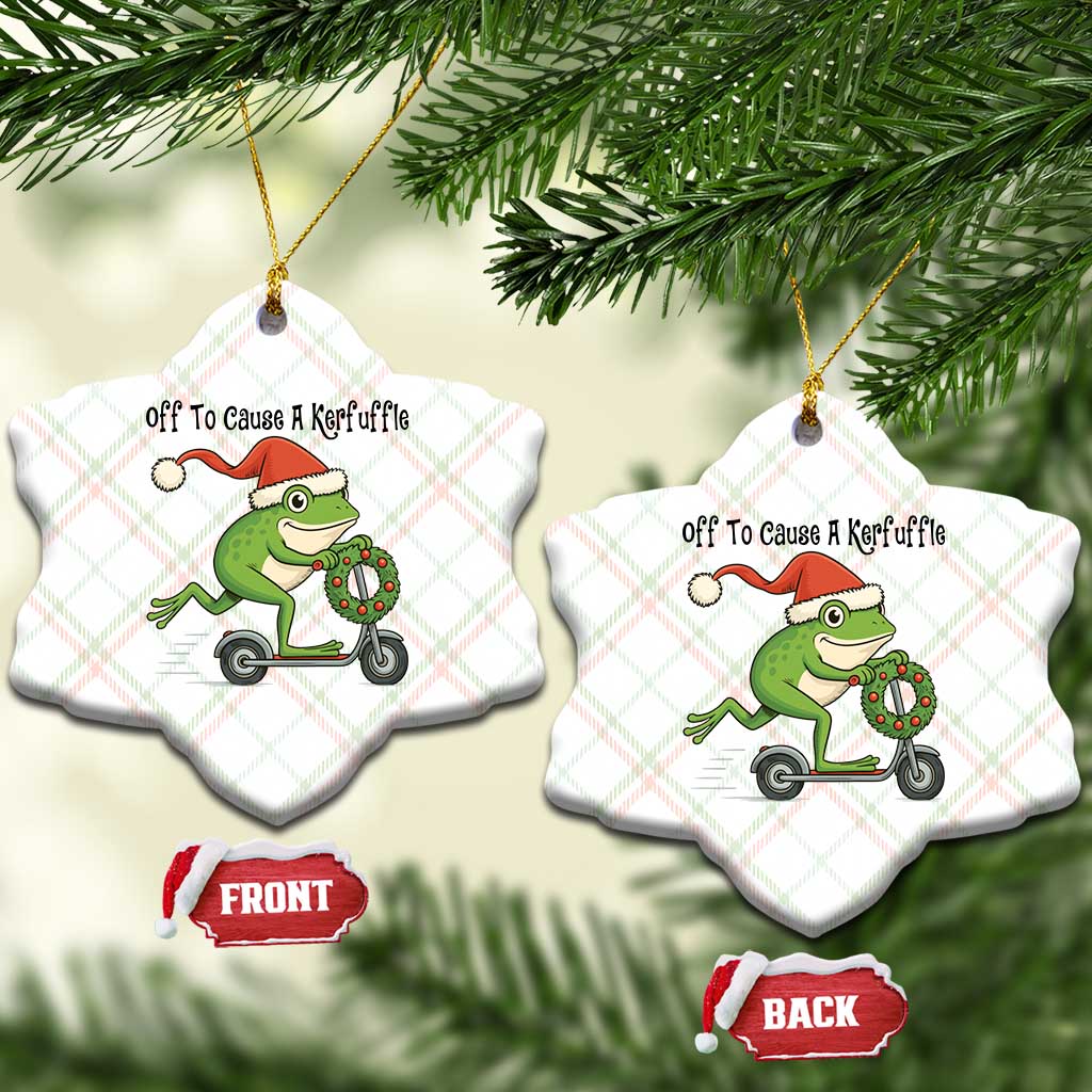 Off To Cause A Kerfuffle Ceramic Ornament Funny Frog Christmas Meme Weirdcore TS14 Print Your Wear