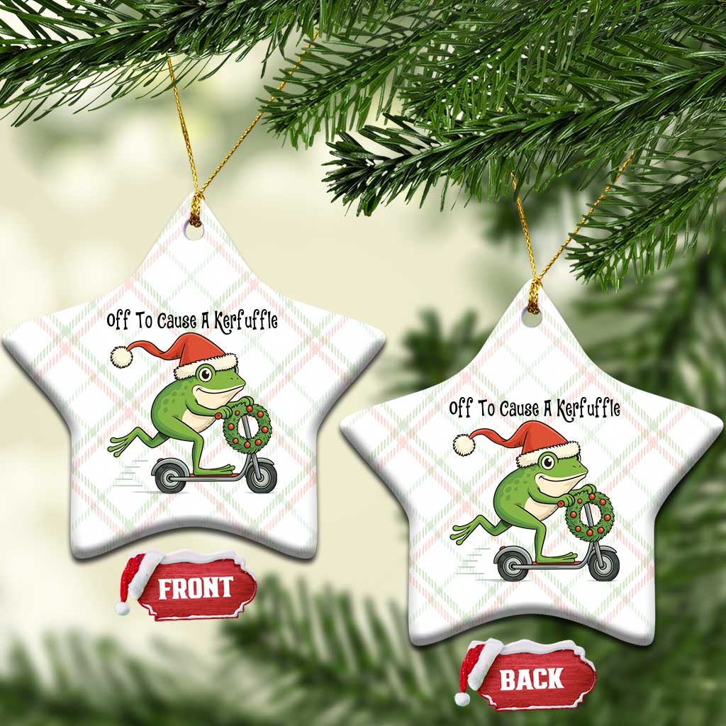 Off To Cause A Kerfuffle Ceramic Ornament Funny Frog Christmas Meme Weirdcore TS14 Print Your Wear