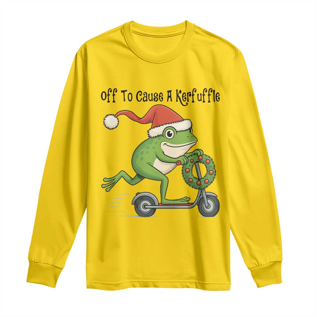 Off To Cause A Kerfuffle Long Sleeve Shirt Funny Frog Christmas Meme Weirdcore TS14 Daisy Print Your Wear