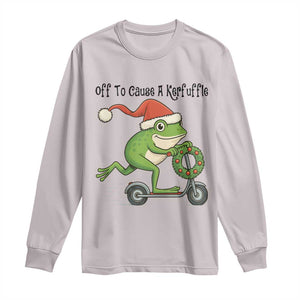 Off To Cause A Kerfuffle Long Sleeve Shirt Funny Frog Christmas Meme Weirdcore TS14 Ice Gray Print Your Wear