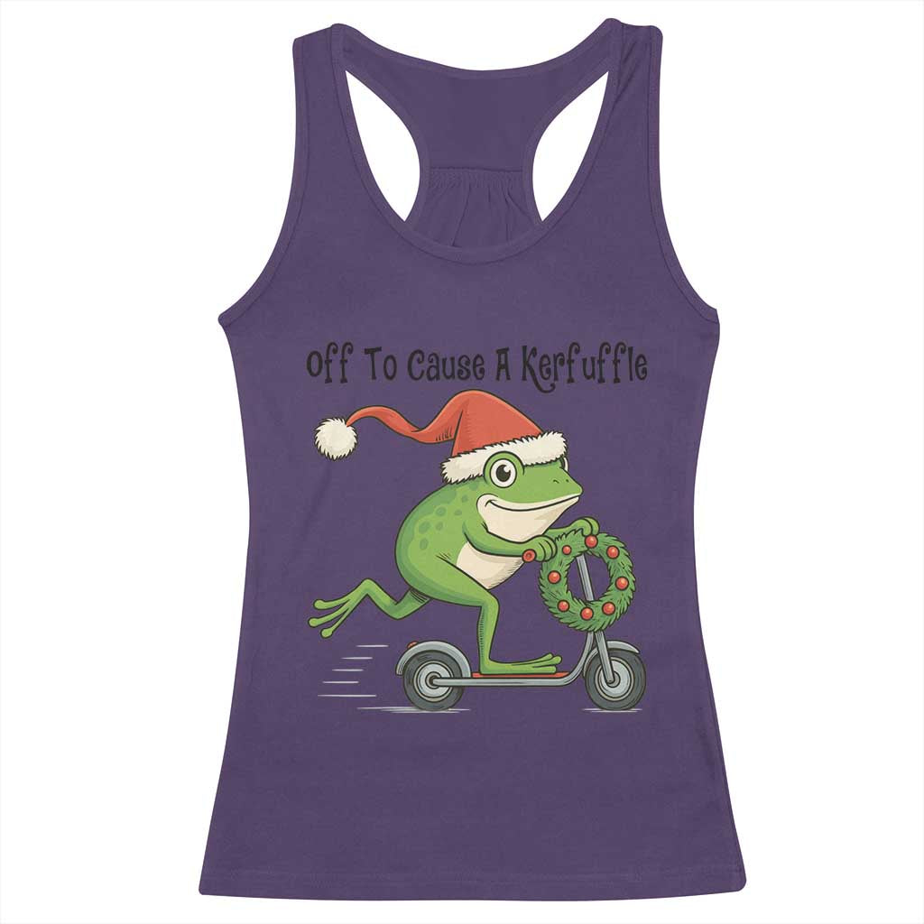 Off To Cause A Kerfuffle Racerback Tank Top Funny Frog Christmas Meme Weirdcore TS14 Purple Print Your Wear