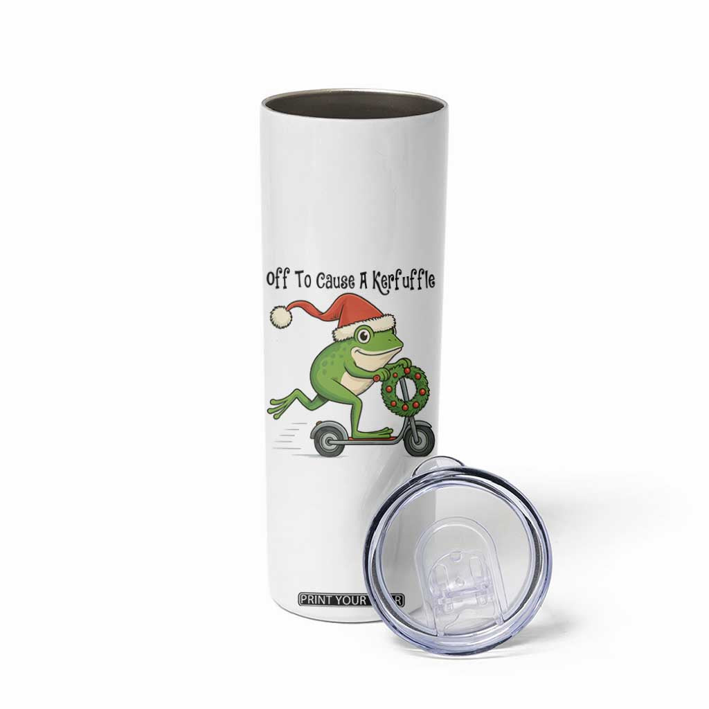 Off To Cause A Kerfuffle Skinny Tumbler Funny Frog Christmas Meme Weirdcore TS14 Print Your Wear