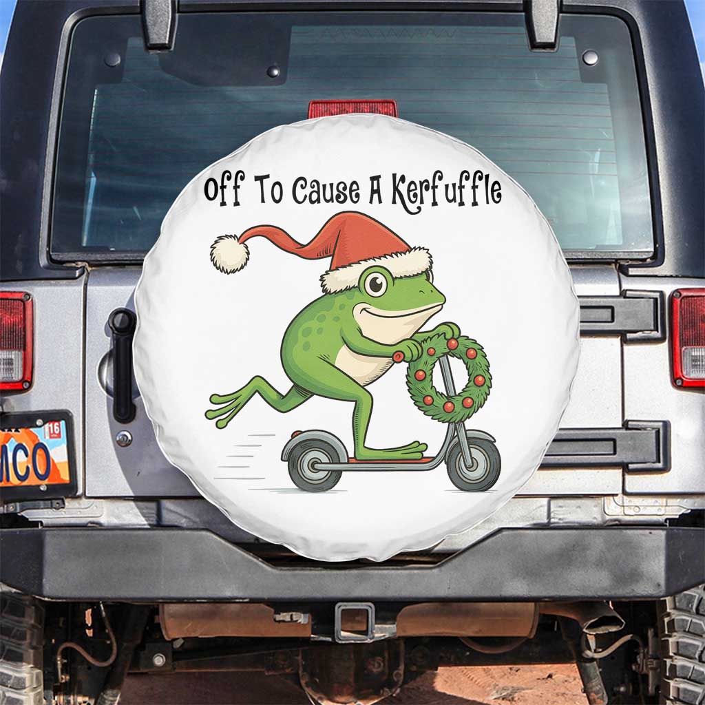 Off To Cause A Kerfuffle Spare Tire Cover Funny Frog Christmas Meme Weirdcore TS14 No hole White Print Your Wear