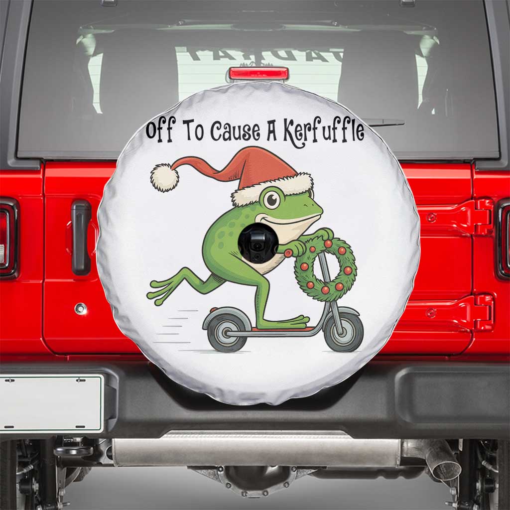 Off To Cause A Kerfuffle Spare Tire Cover Funny Frog Christmas Meme Weirdcore TS14 White Print Your Wear