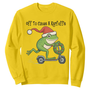 Off To Cause A Kerfuffle Sweatshirt Funny Frog Christmas Meme Weirdcore TS14 Daisy Print Your Wear