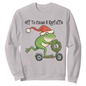 Off To Cause A Kerfuffle Sweatshirt Funny Frog Christmas Meme Weirdcore TS14 Ice Gray Print Your Wear