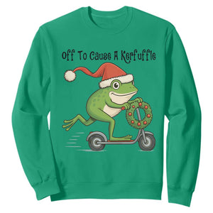 Off To Cause A Kerfuffle Sweatshirt Funny Frog Christmas Meme Weirdcore TS14 Irish Green Print Your Wear