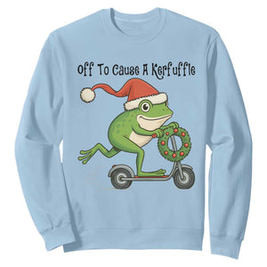 Off To Cause A Kerfuffle Sweatshirt Funny Frog Christmas Meme Weirdcore TS14 Light Blue Print Your Wear