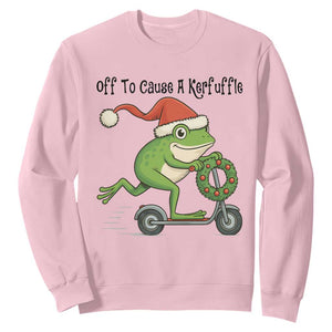 Off To Cause A Kerfuffle Sweatshirt Funny Frog Christmas Meme Weirdcore TS14 Light Pink Print Your Wear