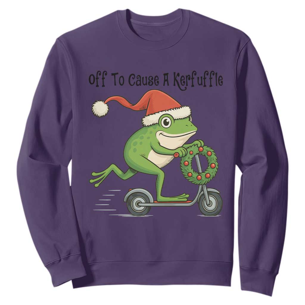 Off To Cause A Kerfuffle Sweatshirt Funny Frog Christmas Meme Weirdcore TS14 Purple Print Your Wear