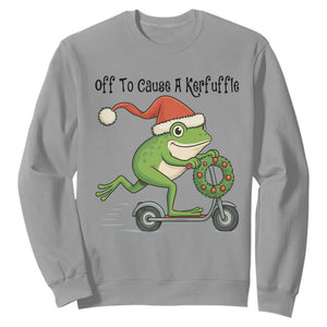 Off To Cause A Kerfuffle Sweatshirt Funny Frog Christmas Meme Weirdcore TS14 Sport Gray Print Your Wear