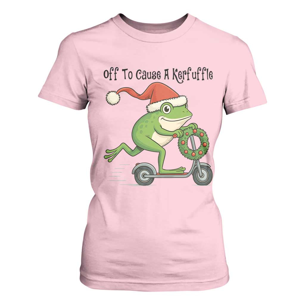 Off To Cause A Kerfuffle T Shirt For Women Funny Frog Christmas Meme Weirdcore TS14 Light Pink Print Your Wear