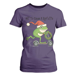 Off To Cause A Kerfuffle T Shirt For Women Funny Frog Christmas Meme Weirdcore TS14 Purple Print Your Wear