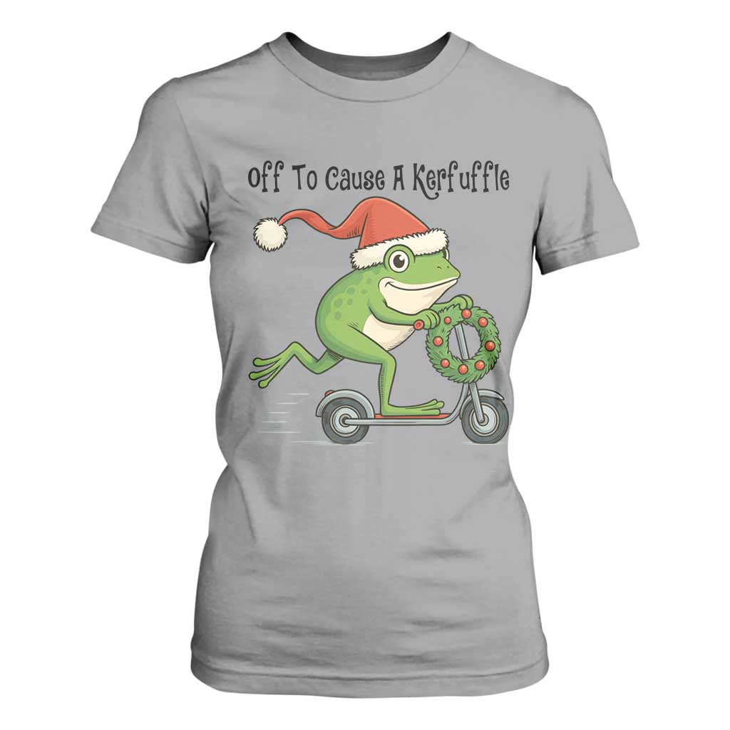Off To Cause A Kerfuffle T Shirt For Women Funny Frog Christmas Meme Weirdcore TS14 Sport Gray Print Your Wear
