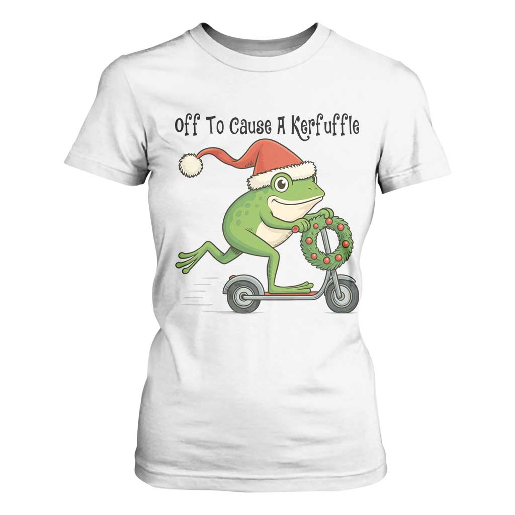 Off To Cause A Kerfuffle T Shirt For Women Funny Frog Christmas Meme Weirdcore TS14 White Print Your Wear