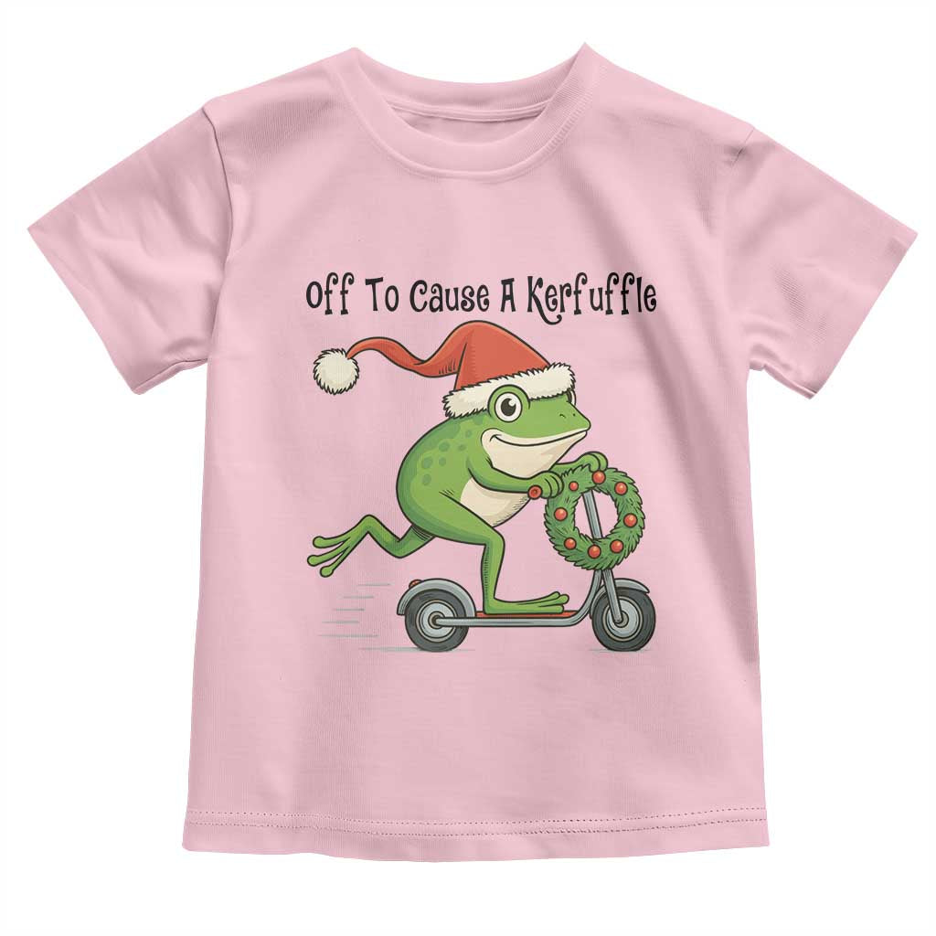 Off To Cause A Kerfuffle Toddler T Shirt Funny Frog Christmas Meme Weirdcore TS14 Light Pink Print Your Wear