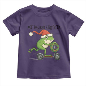 Off To Cause A Kerfuffle Toddler T Shirt Funny Frog Christmas Meme Weirdcore TS14 Purple Print Your Wear