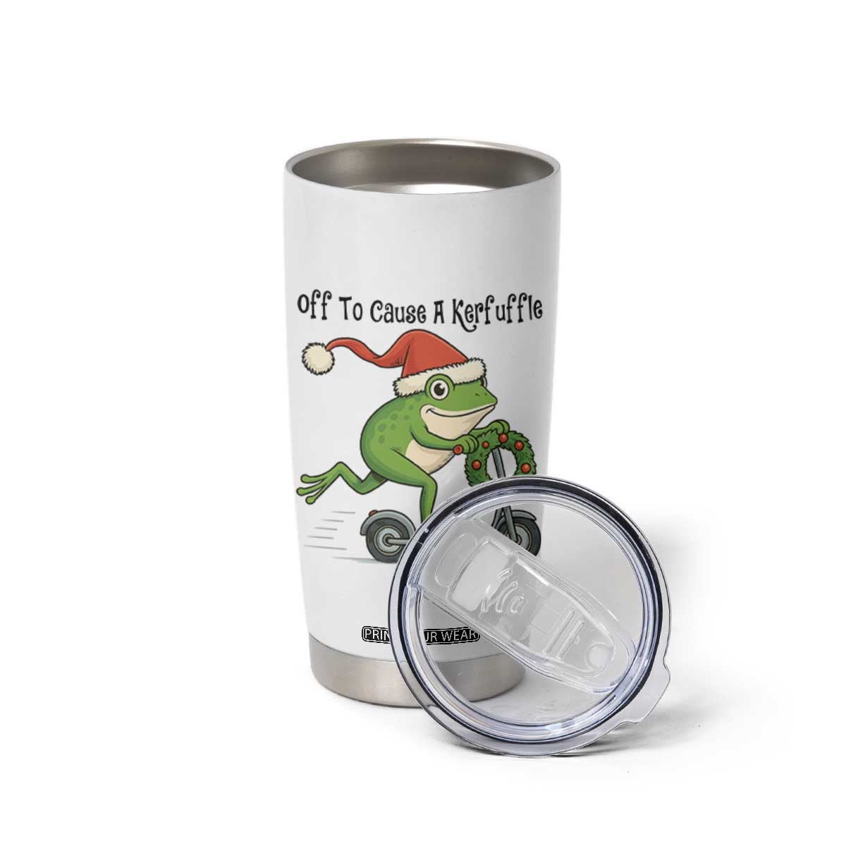 Off To Cause A Kerfuffle Tumbler Cup Funny Frog Christmas Meme Weirdcore TS14 Print Your Wear