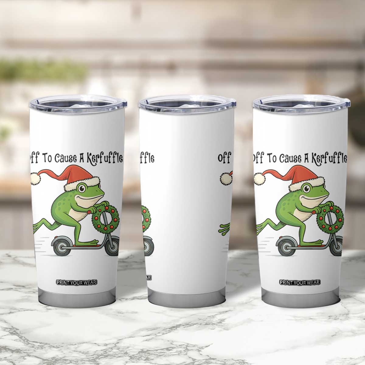 Off To Cause A Kerfuffle Tumbler Cup Funny Frog Christmas Meme Weirdcore TS14 Print Your Wear