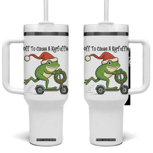 Off To Cause A Kerfuffle Tumbler With Handle Funny Frog Christmas Meme Weirdcore TS14 One Size: 40 oz White Print Your Wear