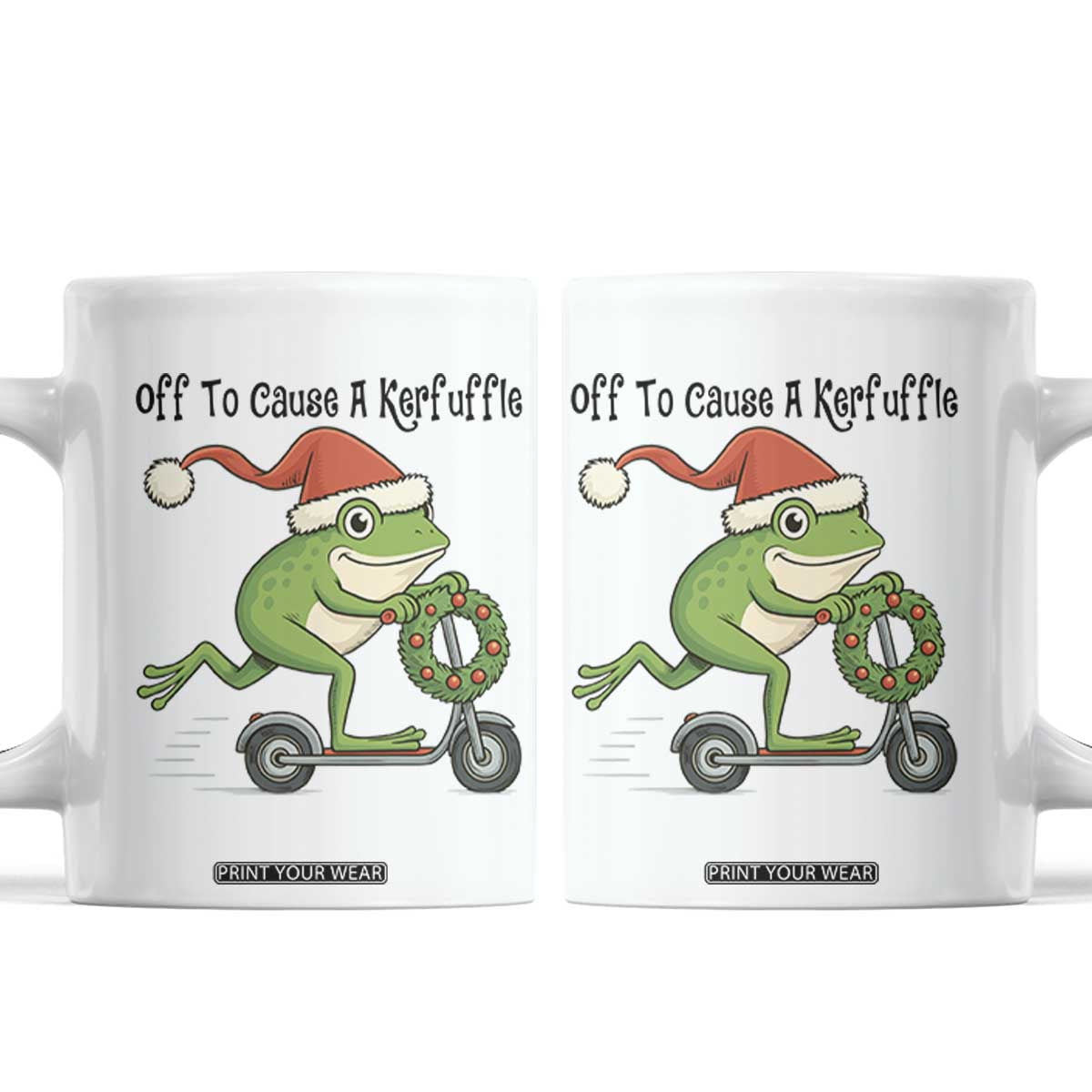 Off To Cause A Kerfuffle Coffee Mug Funny Frog Christmas Meme Weirdcore TS14 White Print Your Wear