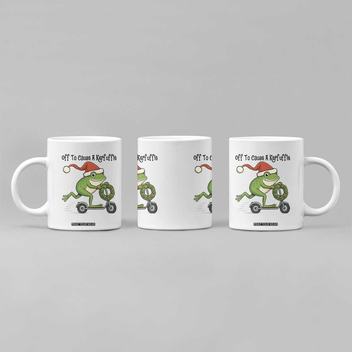 Off To Cause A Kerfuffle Coffee Mug Funny Frog Christmas Meme Weirdcore TS14 Print Your Wear