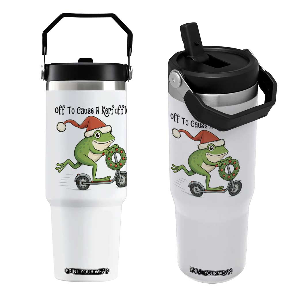 Off To Cause A Kerfuffle Flip Straw Tumbler Funny Frog Christmas Meme Weirdcore TS14 One Size: 30 oz White Print Your Wear