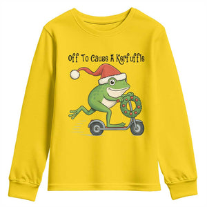 Off To Cause A Kerfuffle Youth Sweatshirt Funny Frog Christmas Meme Weirdcore TS14 Daisy Print Your Wear