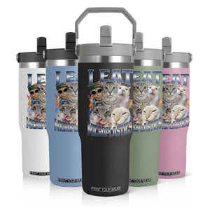 Funny Cat Meme Flip Straw Tumbler I Eat Microplastics TS14 Print Your Wear