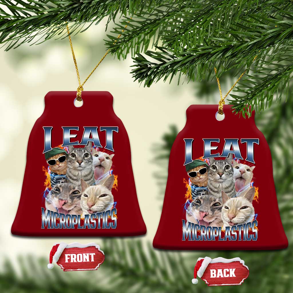 Funny Cat Meme Ceramic Ornament I Eat Microplastics TS14 Print Your Wear