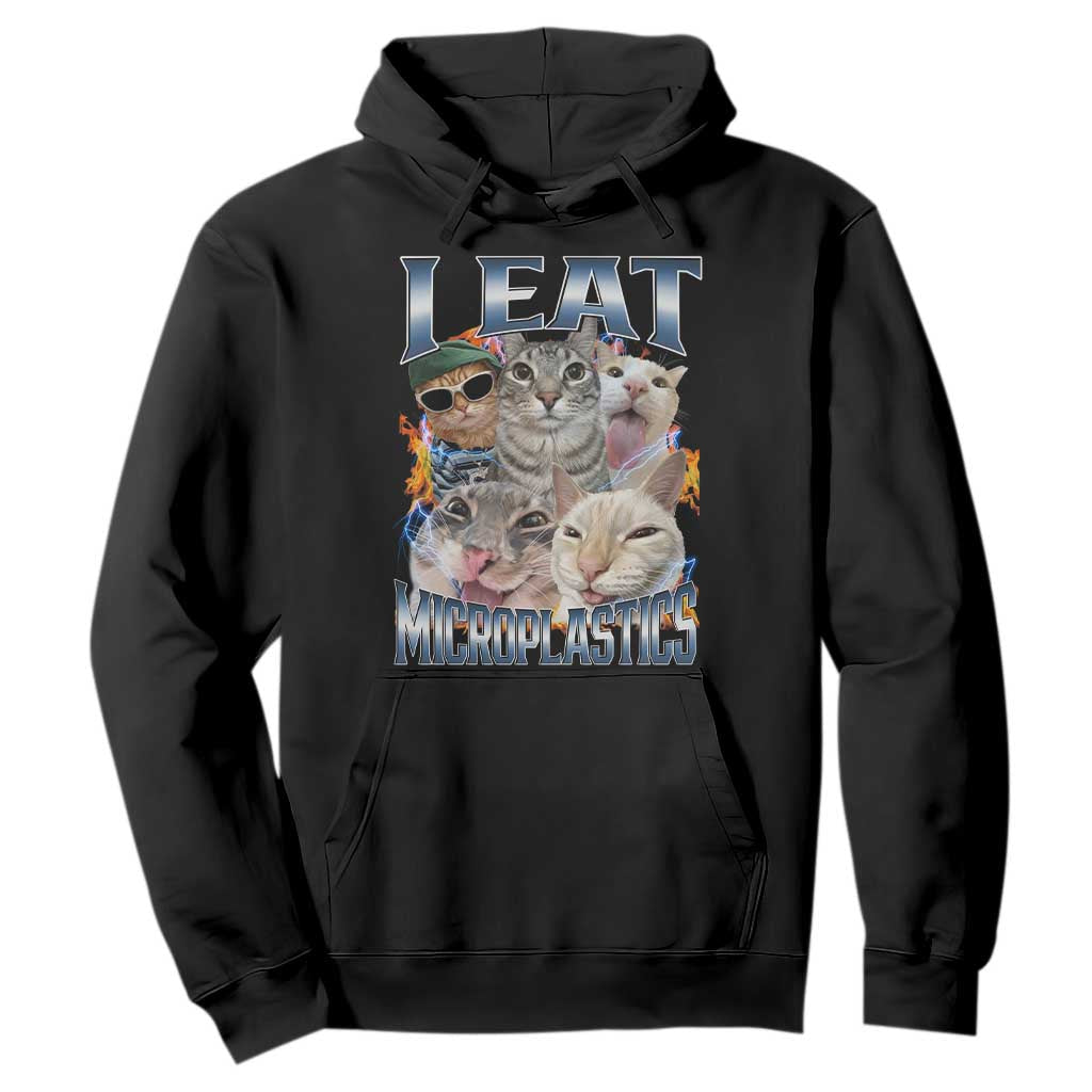 Funny Cat Meme Hoodie I Eat Microplastics TS14 Black Print Your Wear