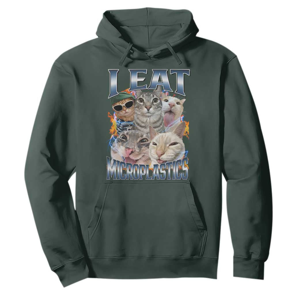 Funny Cat Meme Hoodie I Eat Microplastics TS14 Dark Forest Green Print Your Wear