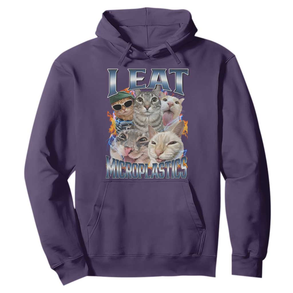 Funny Cat Meme Hoodie I Eat Microplastics TS14 Purple Print Your Wear