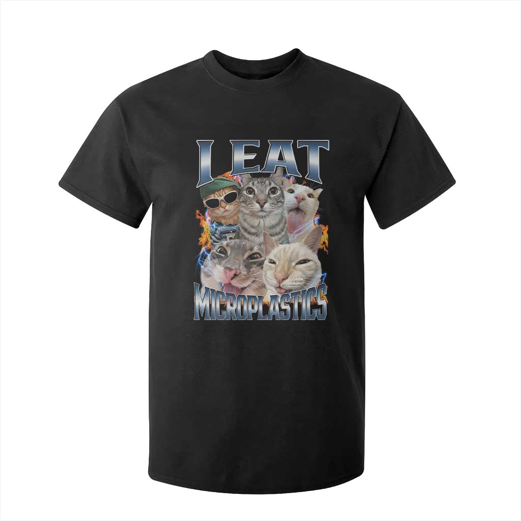 Funny Cat Meme T Shirt For Kid I Eat Microplastics TS14 Black Print Your Wear