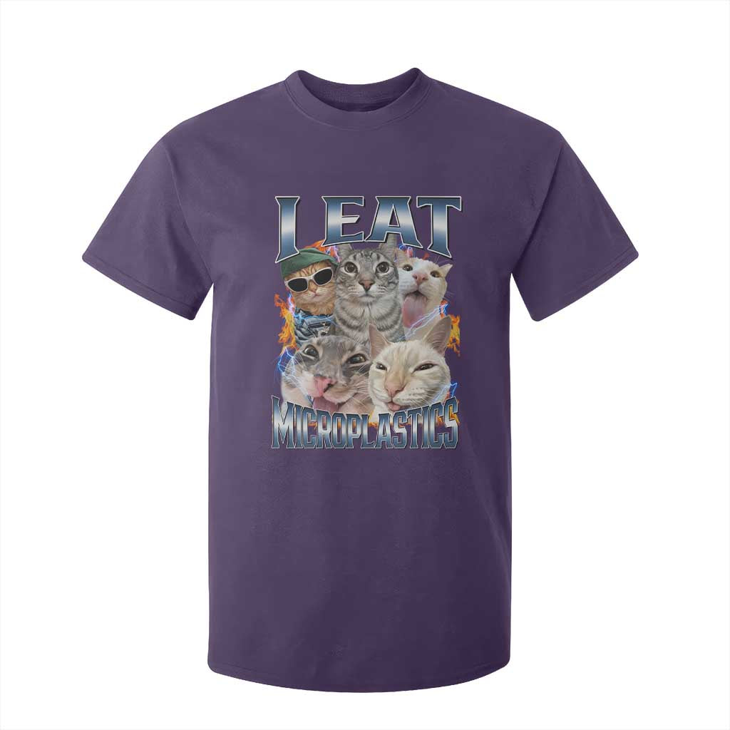 Funny Cat Meme T Shirt For Kid I Eat Microplastics TS14 Purple Print Your Wear