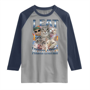 Funny Cat Meme Raglan Shirt I Eat Microplastics TS14 Sport Gray Navy Print Your Wear