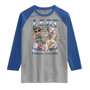 Funny Cat Meme Raglan Shirt I Eat Microplastics TS14 Sport Gray Royal Print Your Wear