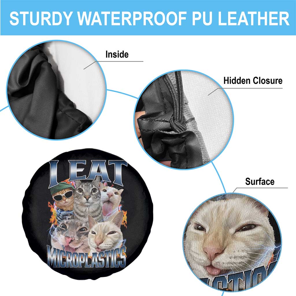 Funny Cat Meme Spare Tire Cover I Eat Microplastics TS14 Print Your Wear