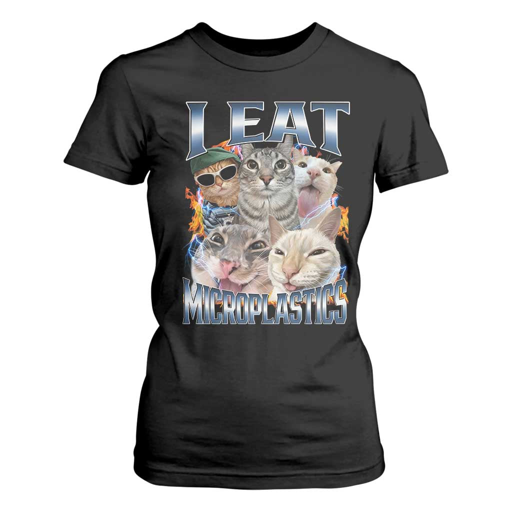 Funny Cat Meme T Shirt For Women I Eat Microplastics TS14 Black Print Your Wear