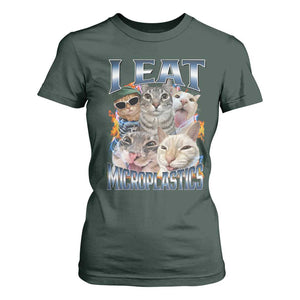 Funny Cat Meme T Shirt For Women I Eat Microplastics TS14 Dark Forest Green Print Your Wear