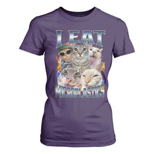 Funny Cat Meme T Shirt For Women I Eat Microplastics TS14 Purple Print Your Wear