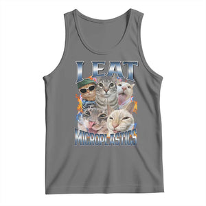 Funny Cat Meme Tank Top I Eat Microplastics TS14 Black Heather Print Your Wear