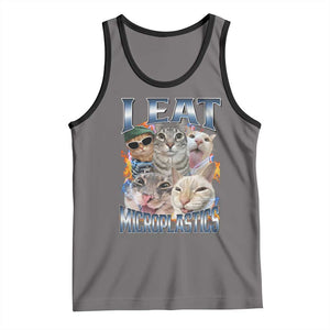 Funny Cat Meme Tank Top I Eat Microplastics TS14 Deep Heather Black Print Your Wear