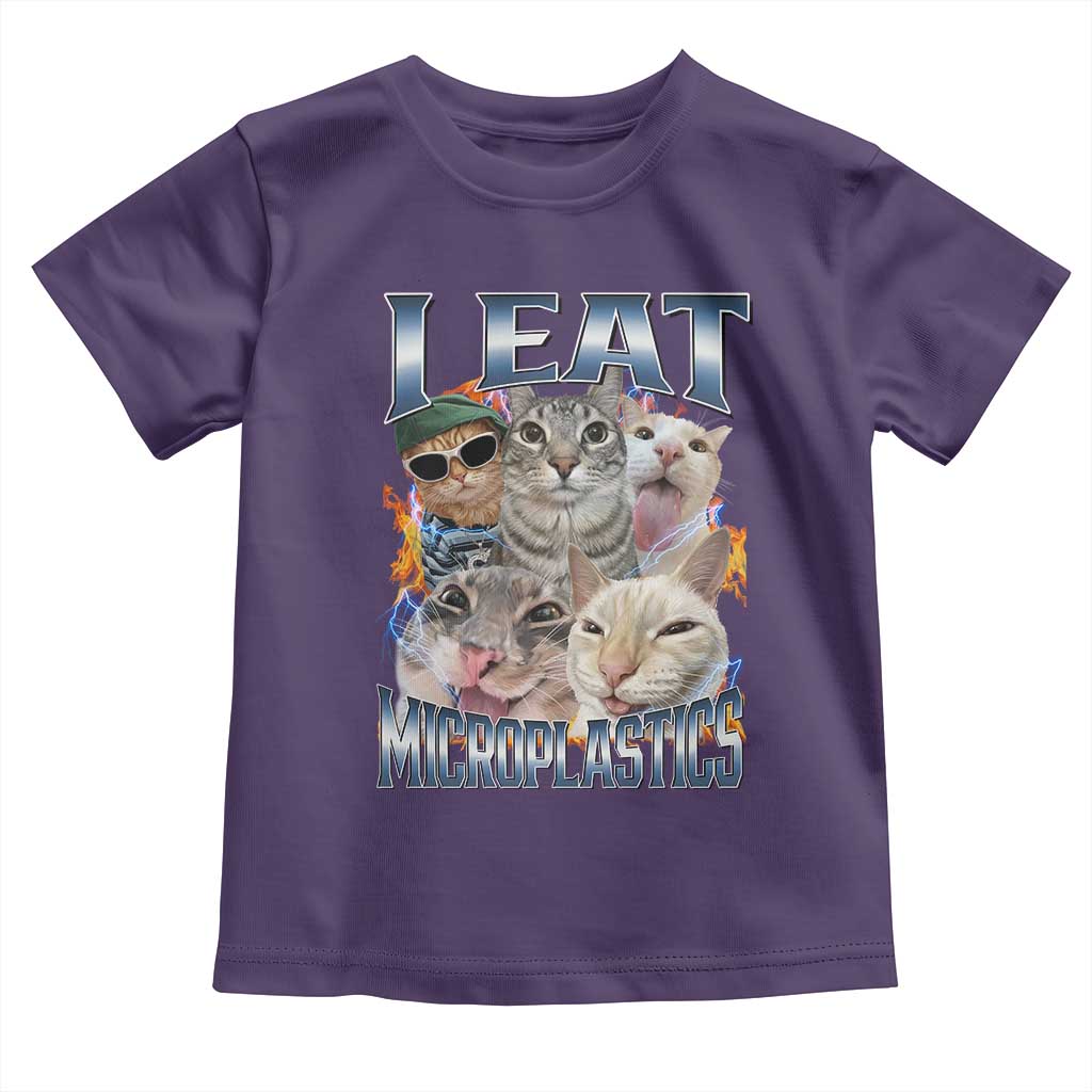 Funny Cat Meme Toddler T Shirt I Eat Microplastics TS14 Purple Print Your Wear
