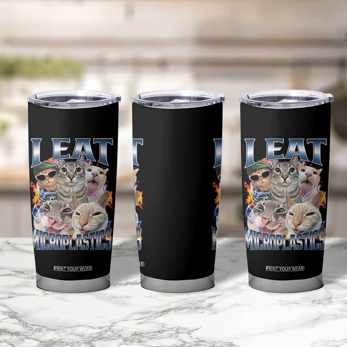 Funny Cat Meme Tumbler Cup I Eat Microplastics TS14 Print Your Wear