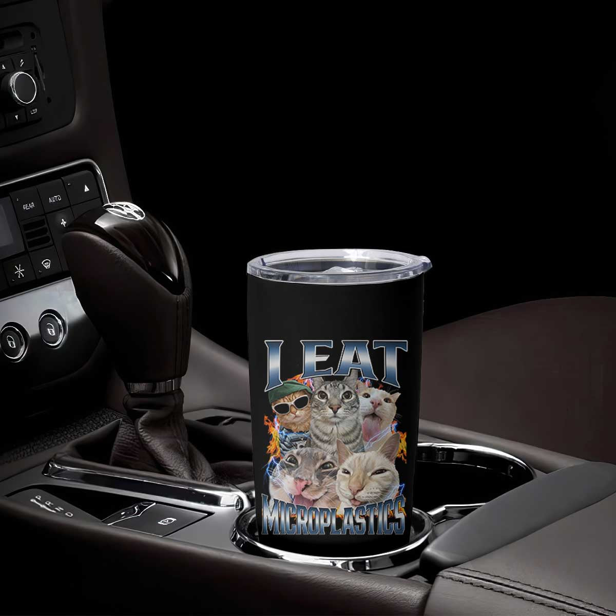 Funny Cat Meme Tumbler Cup I Eat Microplastics TS14 Print Your Wear