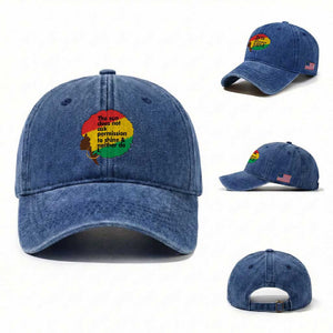 Black Woman Empowerment Washed Cotton Baseball Cap The Sun Does Not Ask Permission To Shine TS14 Washed Cap Universal Fit Royal Blue Print Your Wear