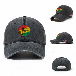 Black Woman Empowerment Washed Cotton Baseball Cap The Sun Does Not Ask Permission To Shine TS14 Washed Cap Universal Fit Dark Gray Print Your Wear